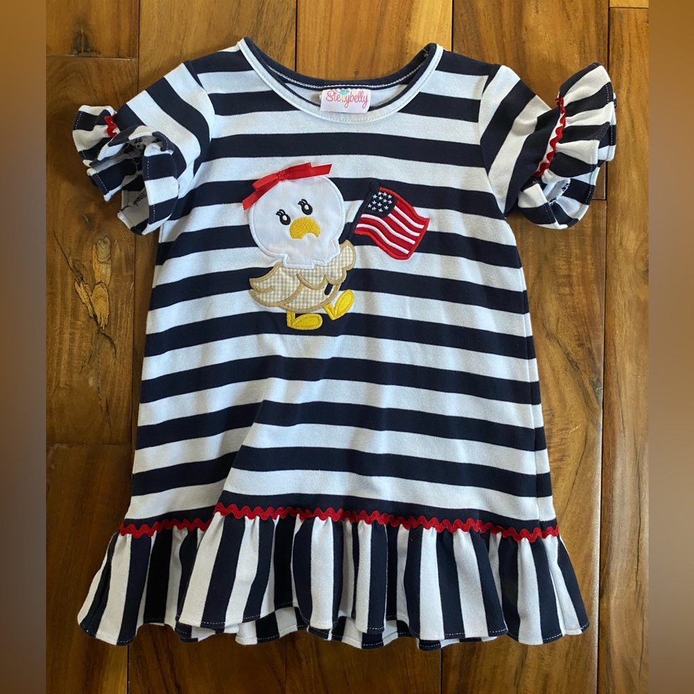 Stellybelly Boutique Baby Girl Patriotic 4th of July Tunic Top Dress Size 18 M